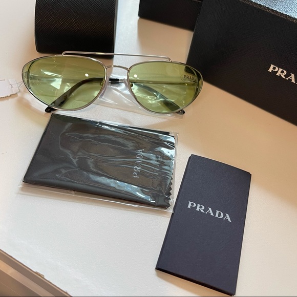NEW Prada Green Irregular 66mm Cat Eye Sunglasses - Picture 5 of 8